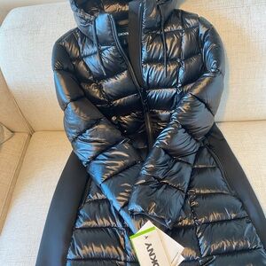 DKNY Shiny Black Puffer Coat